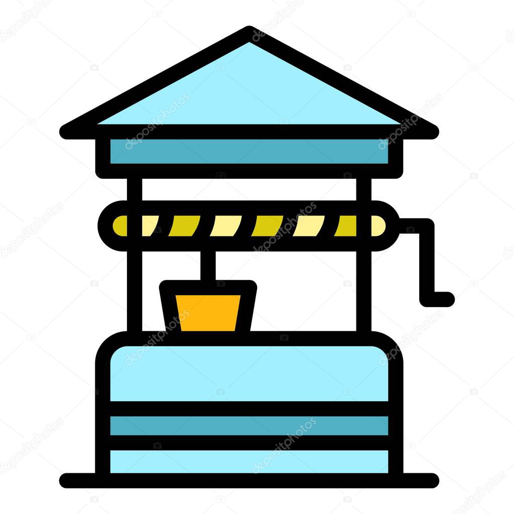 Farm well icon color outline vector