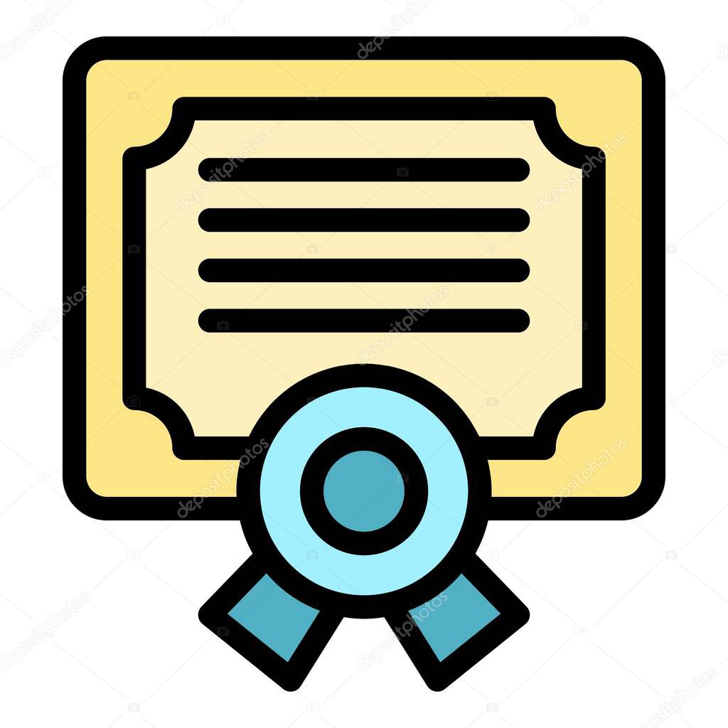 Diploma award icon color outline vector