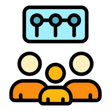 Müşteri veritabanı grup simgesi renk ana hatları vektörü