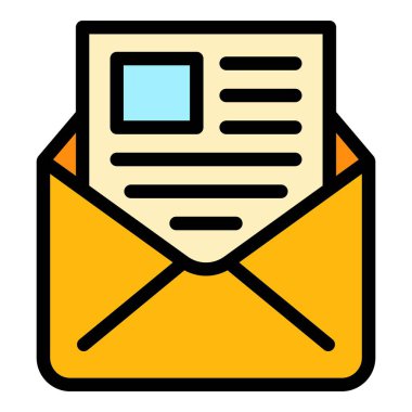 Müşteri posta simgesi renk ana hatları vektörü