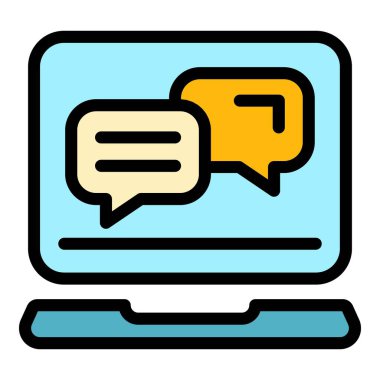 Çevrimiçi sohbet simgesi renk ana hatları vektörü