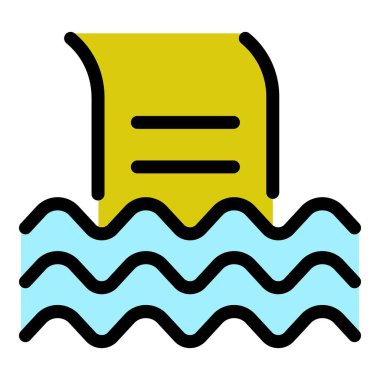 İnce havuz simgesi renk ana hatları vektörü