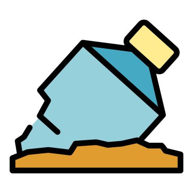 Plastik şişe atığı renk ana hatları vektörü