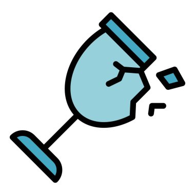 Kırık cam simgesi rengi dış hat vektörü