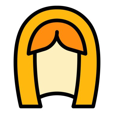 Uzun peruk simgesi renk ana hatları vektörü