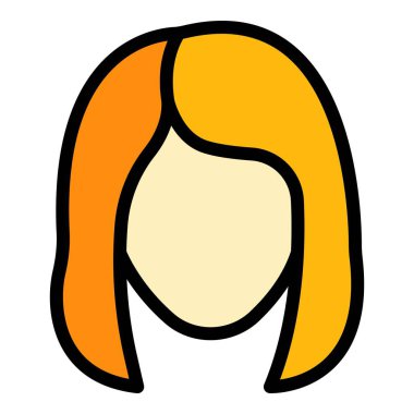 Doğal peruk simgesi renk ana hatları vektörü