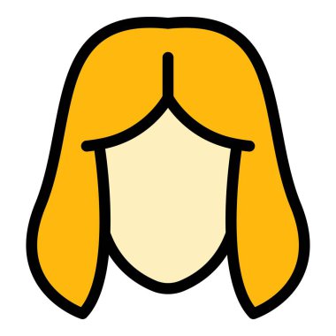 Güzellik peruğu simgesi renk ana hatları vektörü