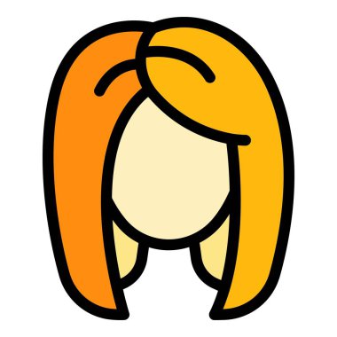 Olay saç peruğu simgesi renk ana hatları vektörü