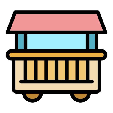 Sokak yemekleri ikonu renk ana hatları vektörü