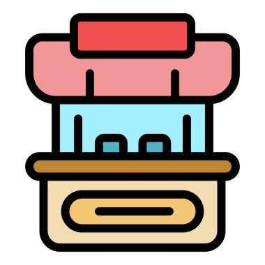 Yiyecek oyalama simgesi renk ana hatları vektörü