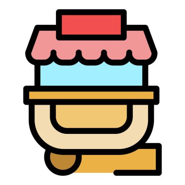 Sokak yiyeceklerinin oyalanması simgesi renk ana hatları vektörü