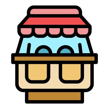 Mobil yiyecek dükkanı simgesi renk ana hatları vektörü