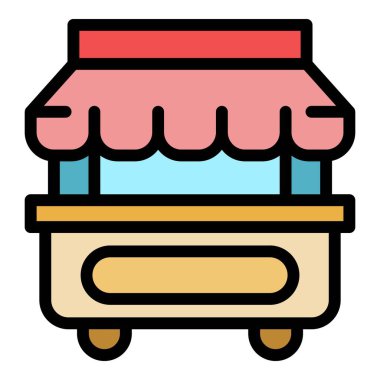 Hot dog troleybüsü renk ana hatları vektörü