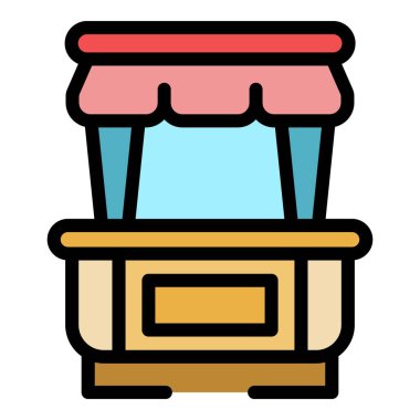 İş hot dog simgesi renk ana hatları vektörü