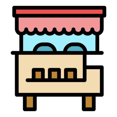 Hot dog sokak atıştırmalığı simgesi renk ana hatları vektörü