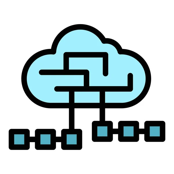 Customer cloud data icoon kleur overzicht vector — Stockvector
