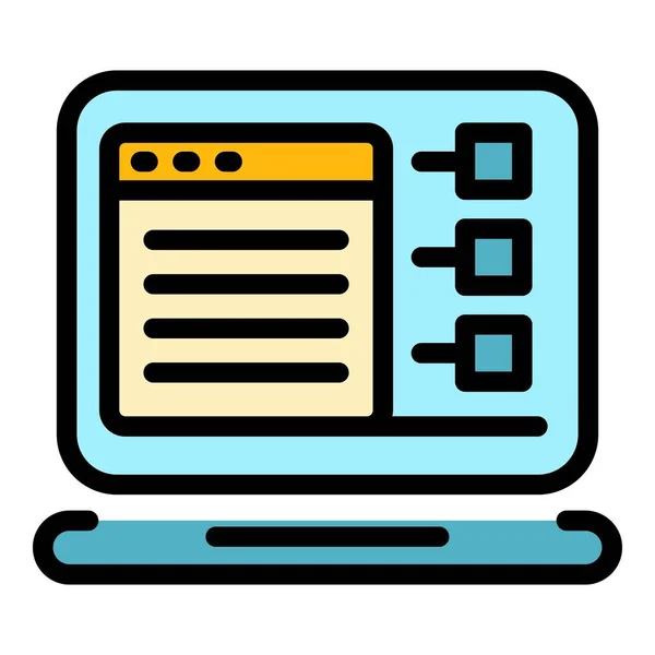 Customer data laptop icon color outline vector — Stockvektor