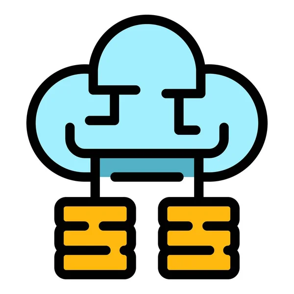 Database cloud icon color outline vector — 스톡 벡터