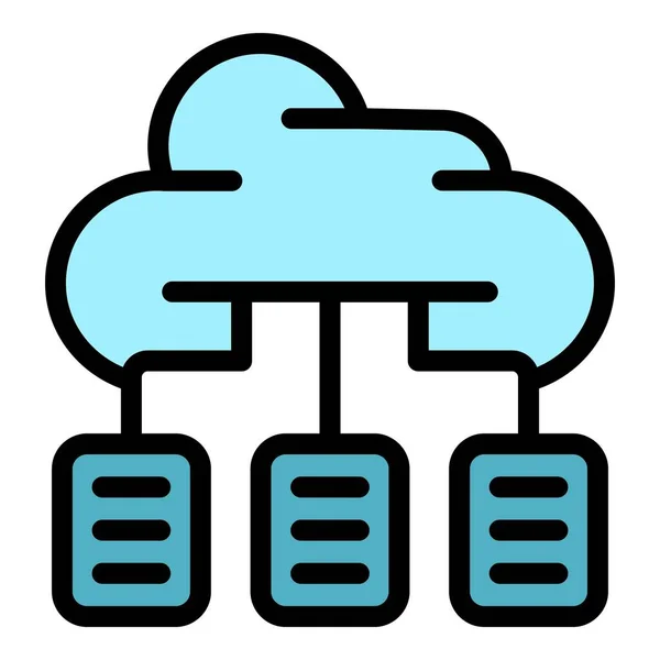 Datos nube icono color contorno vector — Archivo Imágenes Vectoriales