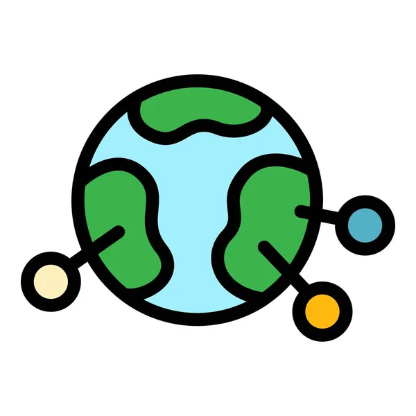 Globale Netzwerk-Symbol Farbe Umrissvektor — Stockvektor