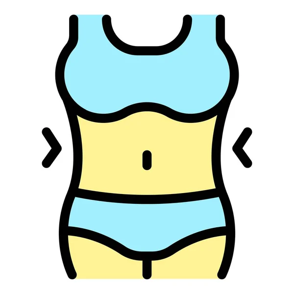 Жінка схуднення значок кольору контурів вектор — стоковий вектор