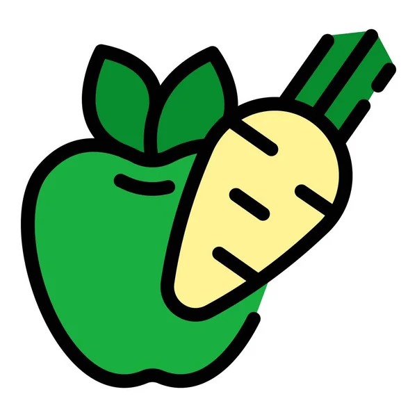 苹果胡萝卜瘦身图标颜色轮廓矢量 — 图库矢量图片