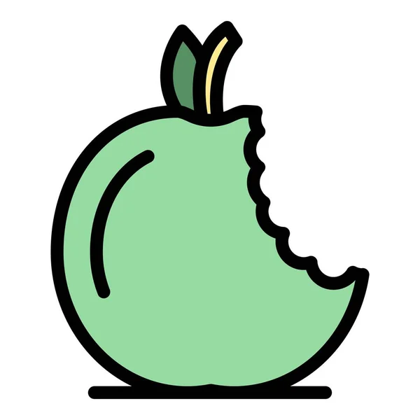 咬苹果废物图标颜色轮廓矢量 — 图库矢量图片