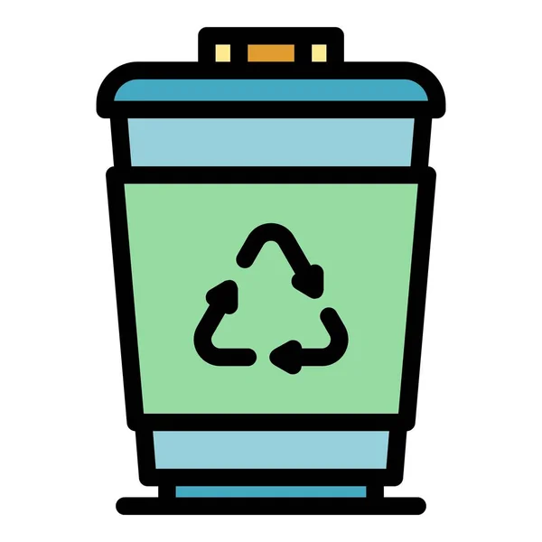 Plastic garbage bin icon color outline vector — Wektor stockowy