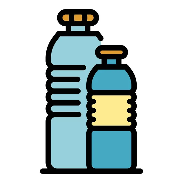 Vuilnisflessen pictogram kleur overzicht vector — Stockvector