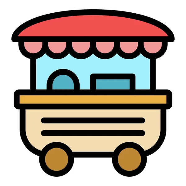 Hot dog vending icon color outline vector —  Vetores de Stock