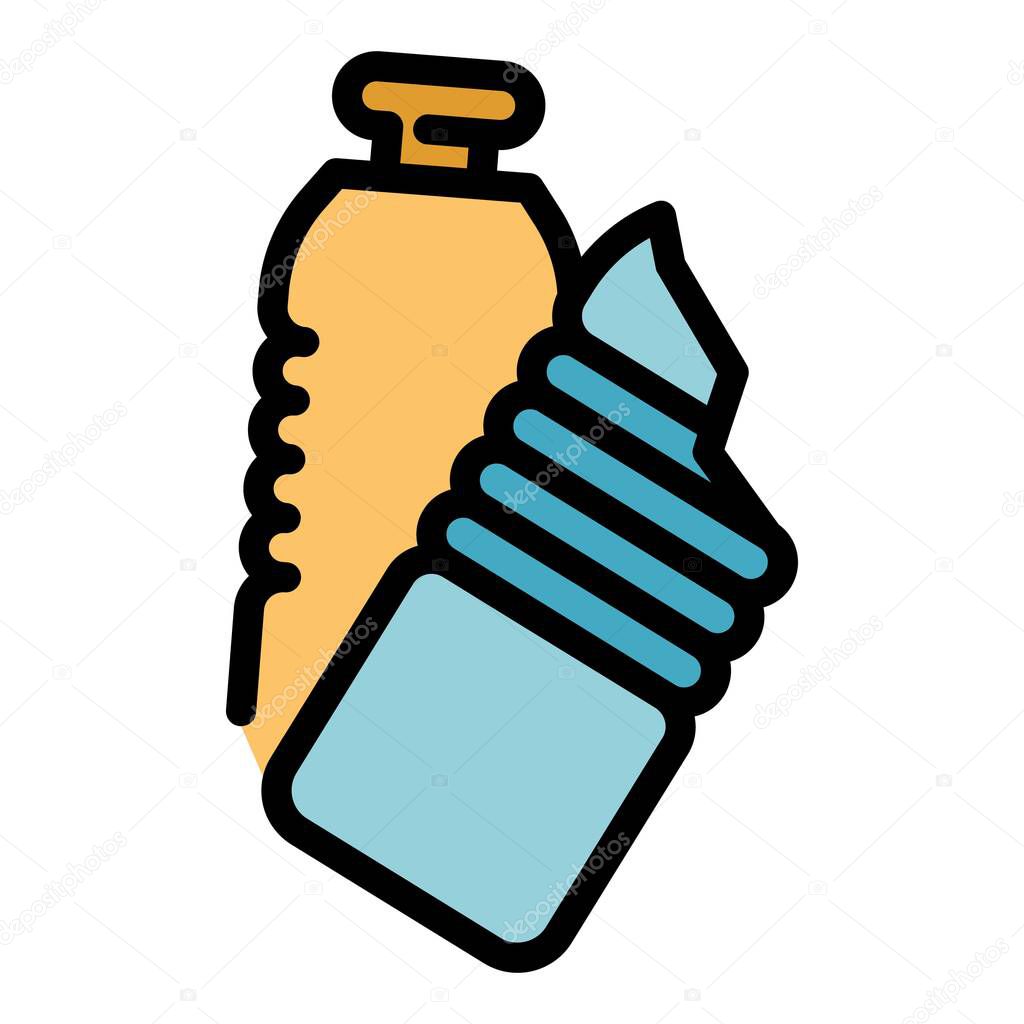 Garbage cracked bottles icon color outline vector