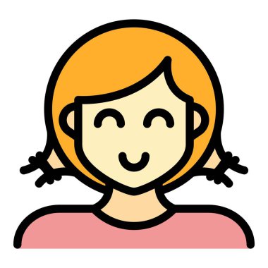 Kız simgesi rengi dış hat vektörü