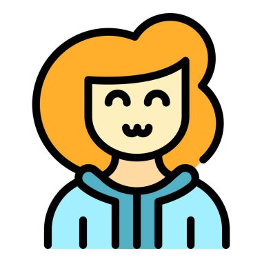 Kızı simgesi renk ana hatları vektörü