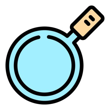 Üst görünüm tava kızartma simgesi renk ana hatları vektörü