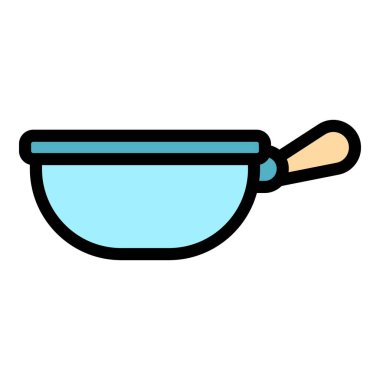 Araç wok kızartma tavası renk ana hatları vektörü