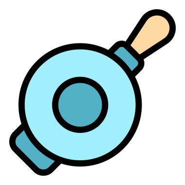 Mutfak tavası kızartma simgesi renk ana hatları vektörü