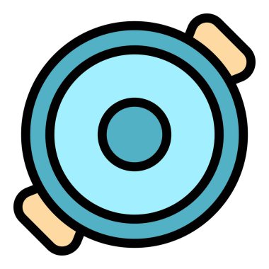 Kahvaltı tavası kızartma simgesi renk ana hatları vektörü