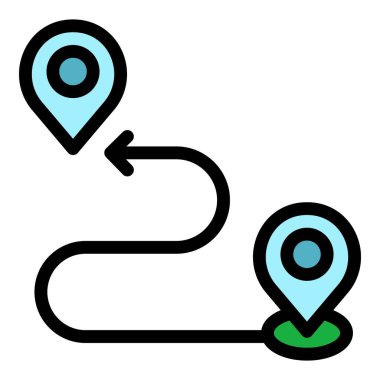 Yürüyen seyahat simgesi renk ana hatları vektörü