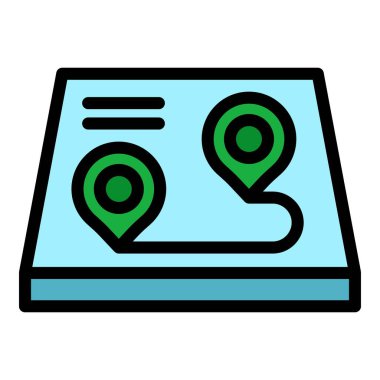 Yol güzergahı simgesi renk ana hatları vektörü