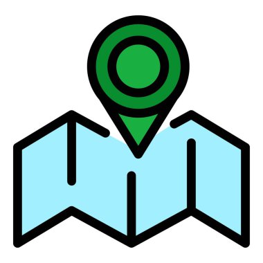 Navigator kılavuz seyahat simgesi renk ana hatları vektörü