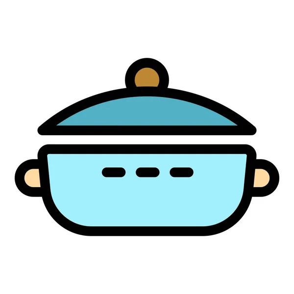 Cooking wok frying pan icon color outline vector — Stock vektor