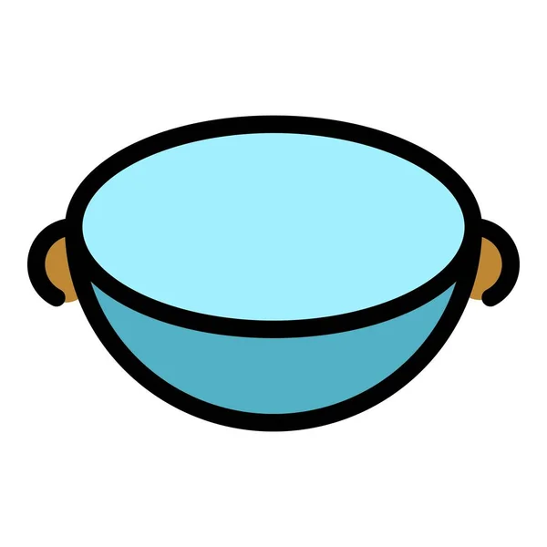 Asian wok frying pan icon color outline vector — Vetor de Stock