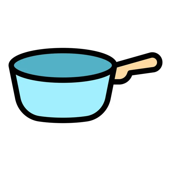 Dinner wok frying pan icon color outline vector — 스톡 벡터