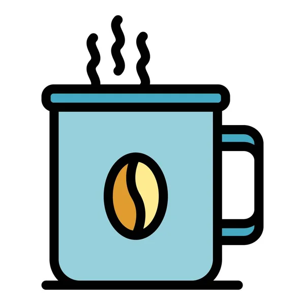 Plano icono de café color contorno vector — Archivo Imágenes Vectoriales