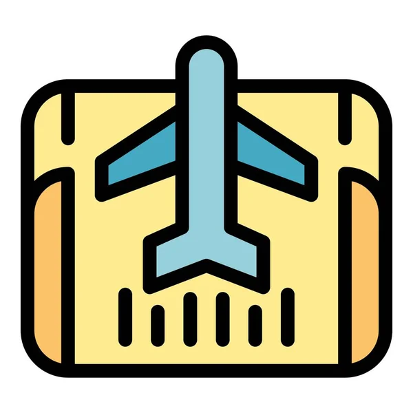 Flugzeug-Ticket-Symbol Farbe Umrissvektor — Stockvektor