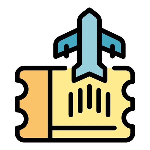 Boarding ticket icon color outline vector — Vetor de Stock