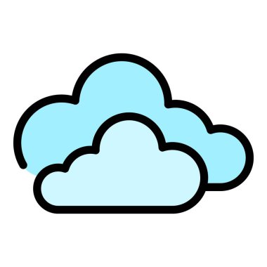 Mevsim bulutları simge rengi ana hatları vektörü