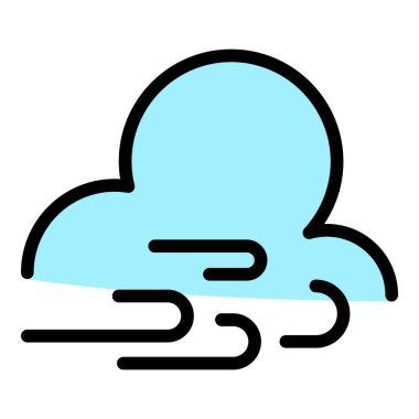 Rüzgarlı hava simgesi renk ana hatları vektörü