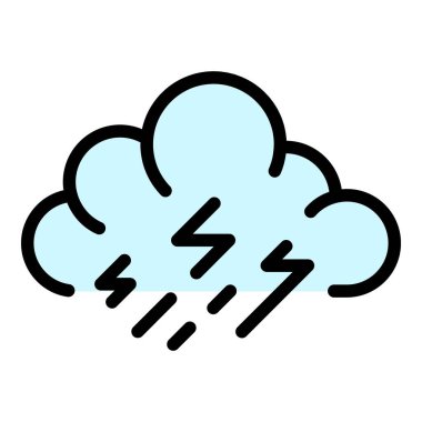 Şimşek gökyüzü simgesi renk ana hatları vektörü