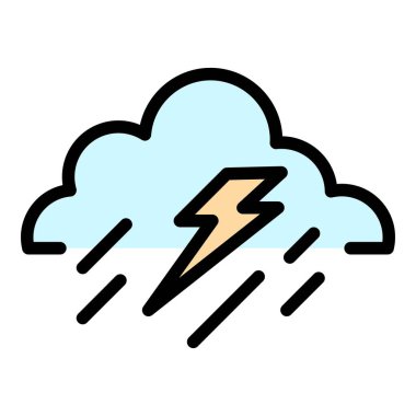 Şimşek şimşeği bulut simgesi renk ana hatları vektörü